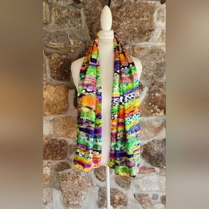 Green and Purple Geometric Scarf Wrap